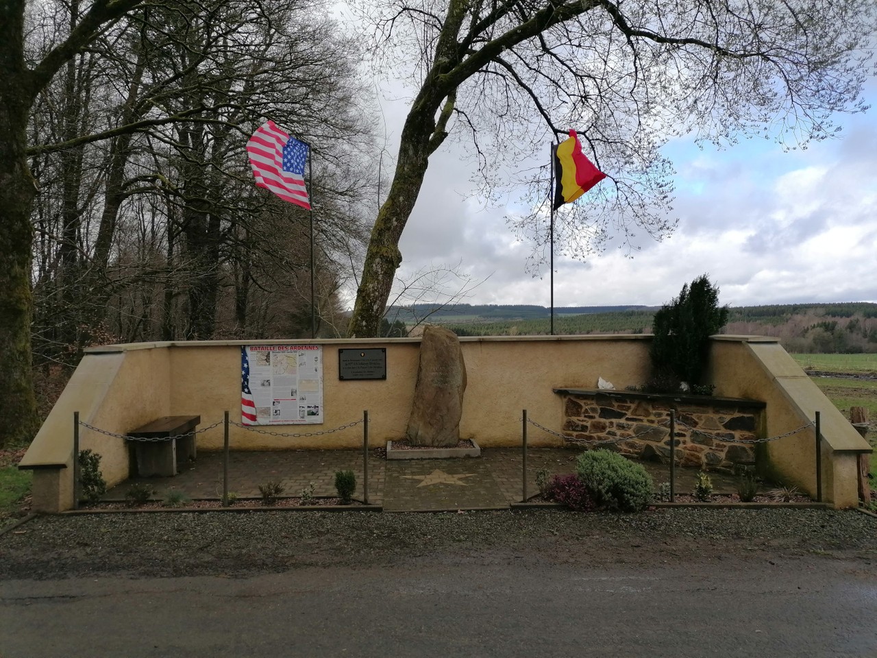 Bollard marking the end of the Von Rundstedt offensive